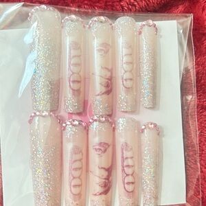 Glitter Pink Press-On Nails